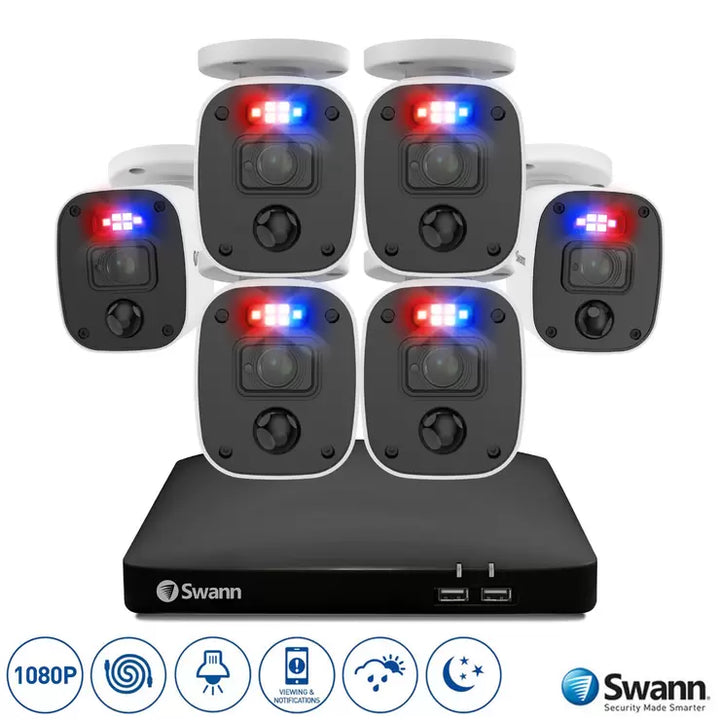 Swann 8 Channel 1TB DVR Recorder with 6 x 1080p Full HD Enforcer™ Bullet Cameras, SWDVK-846806MQB-EU