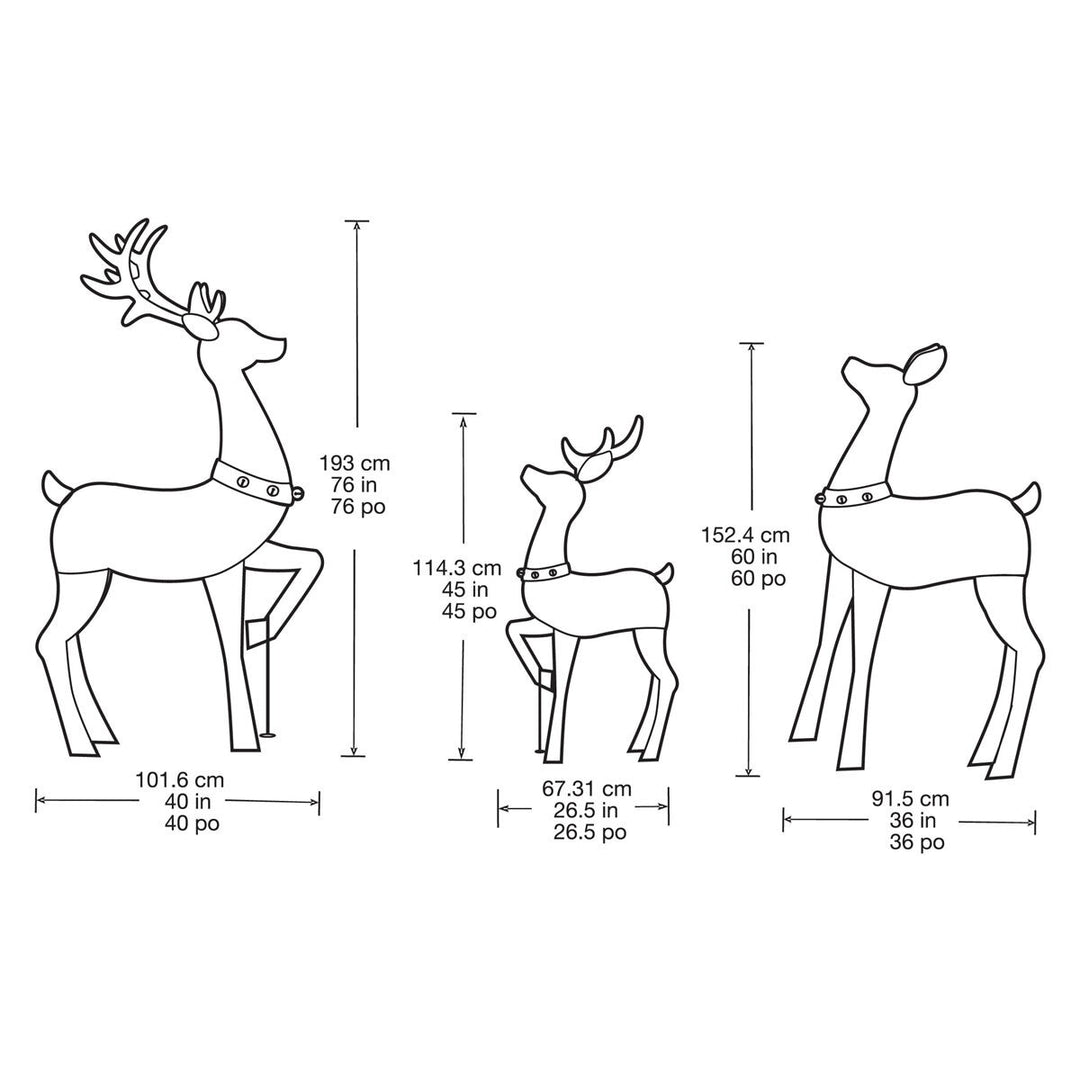 6Ft (1.8M) Reindeer Family Set of 3 with 729 LED Lights