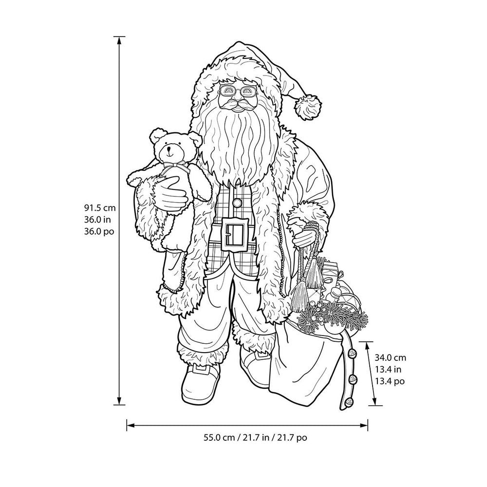 3Ft (91Cm) Traditional Fabric Standing Santa christmas indoor/outdoor christmas 