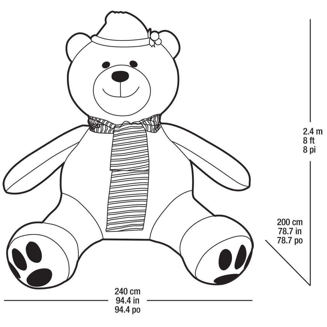 8Ft (2.4M) Inflatable Teddy Bear with 192 LED Lights christmas toy 