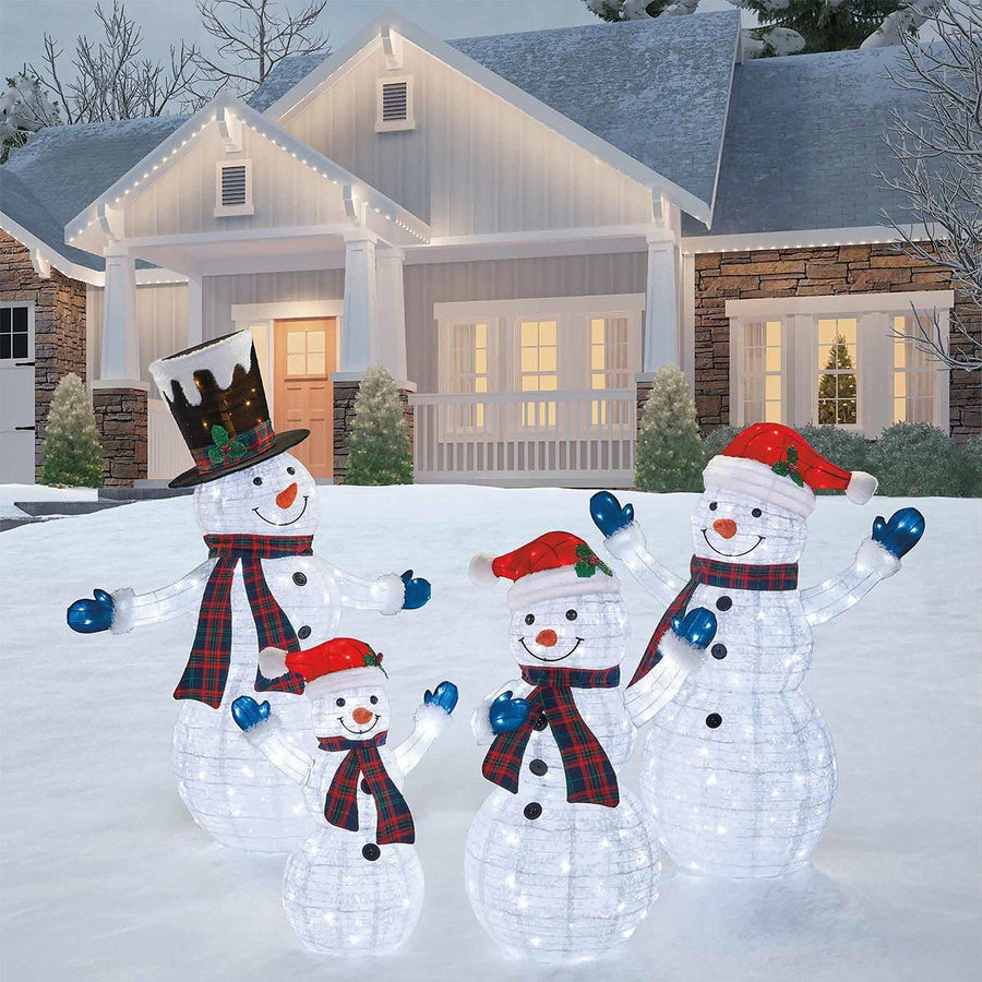 4Ft (1.2M) Snowman Family Set of 4 with 600 LED Lights