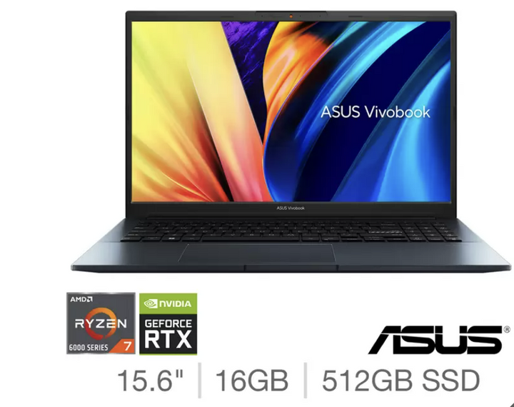 ASUS Vivobook Pro, AMD Ryzen 7, 16GB RAM, 512GB SSD, NVIDIA GeForce RTX 3050 Ti, 15.6 Inch Laptop, M6500RE-HN063W