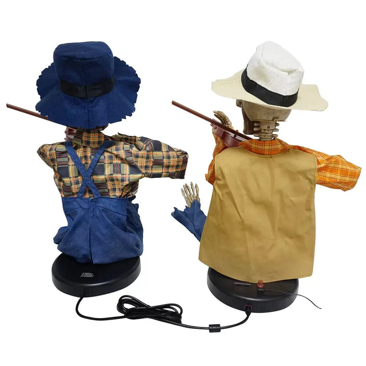 Halloween 3ft (1m) Pair of Animated Fiddler Skeletons with Lights & Sounds pumpkim