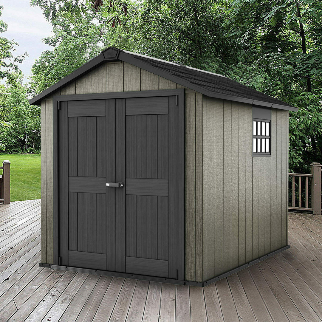 Keter oakland 7ft 6" x 9ft 4" (2.3 x 2.9m) shed UV durable resistant lifetime 3D resistance garden outdoor patio shed