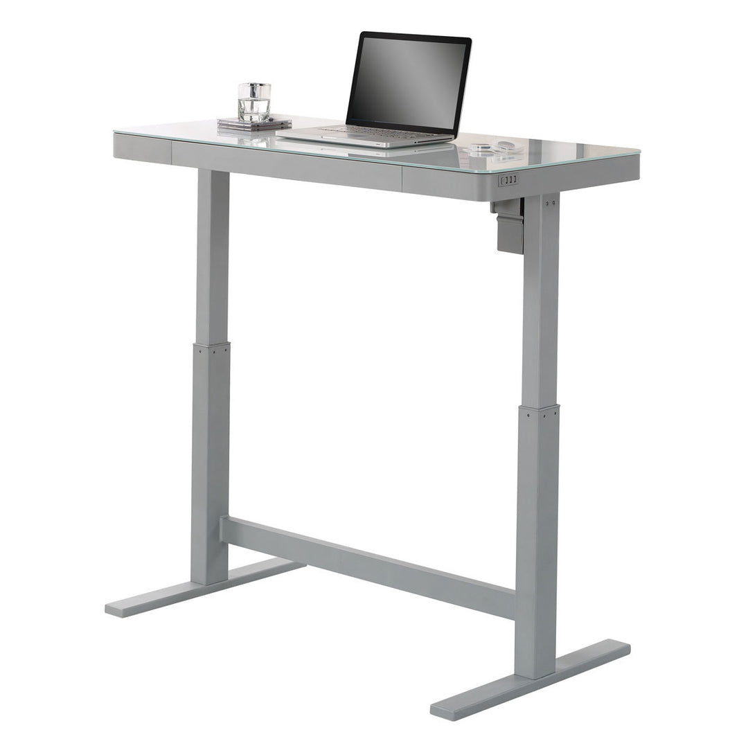 Power Adjustable Height Tech Desk, White