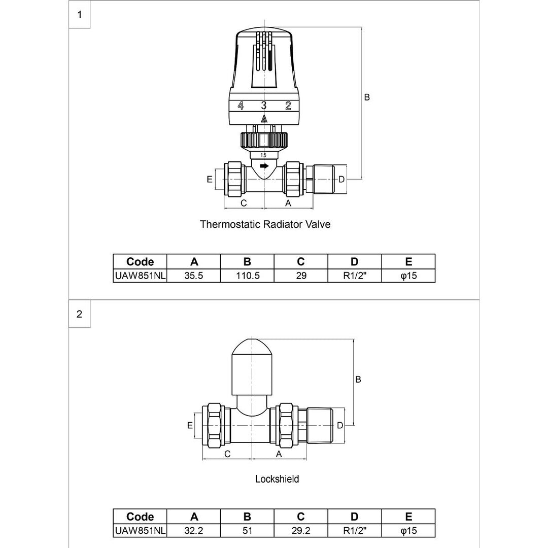 Thermostat Straight Valves + L/S (Set)