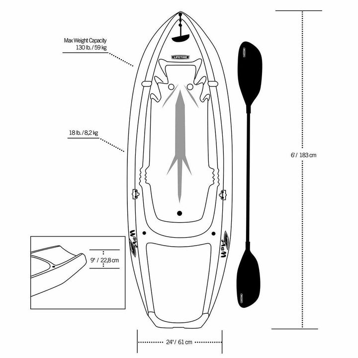 Lifetime Wave 6ft (180 cm) children wave beach Sit On Youth Kayak + Paddle