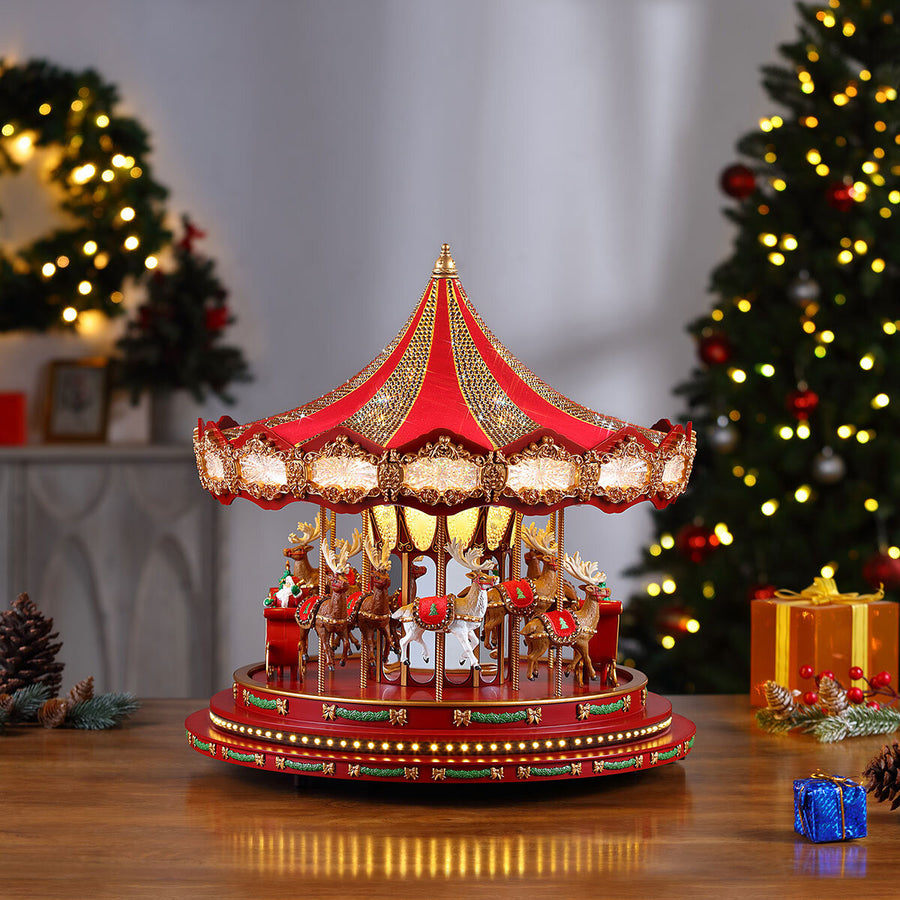 17 Inch (43.1Cm) Marquee Deluxe Christmas Carousel with 240 LED Lights and Sounds