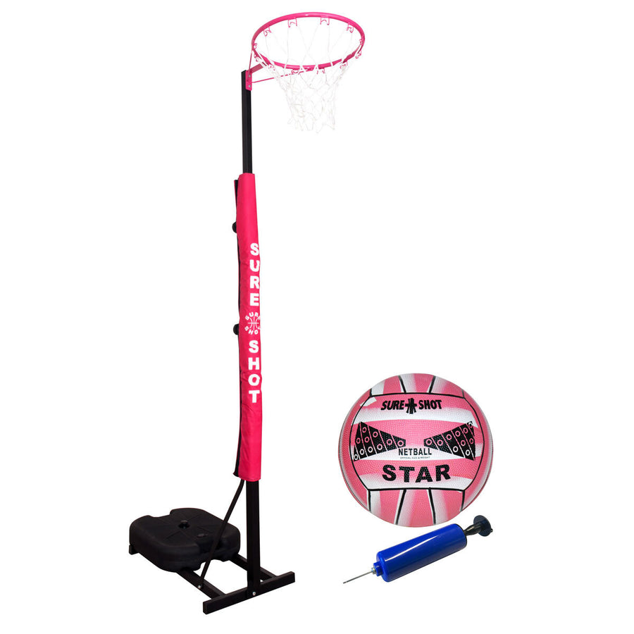 9Ft (2.7 M) Prime Shot Junior Netball Goal in Pink/Grey with Padding (5-12 Years)