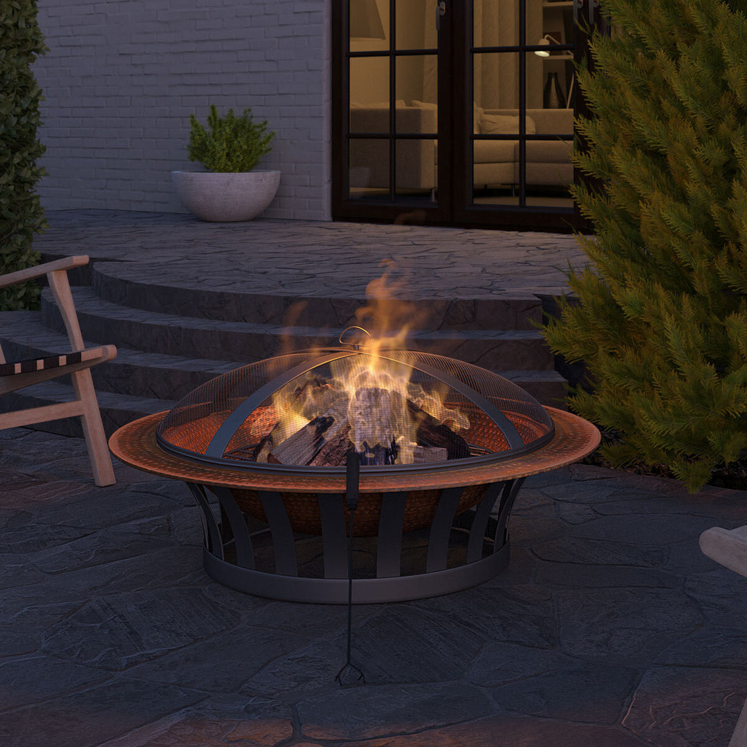 Living 102Cm (40") Hammered Copper Fire Pit