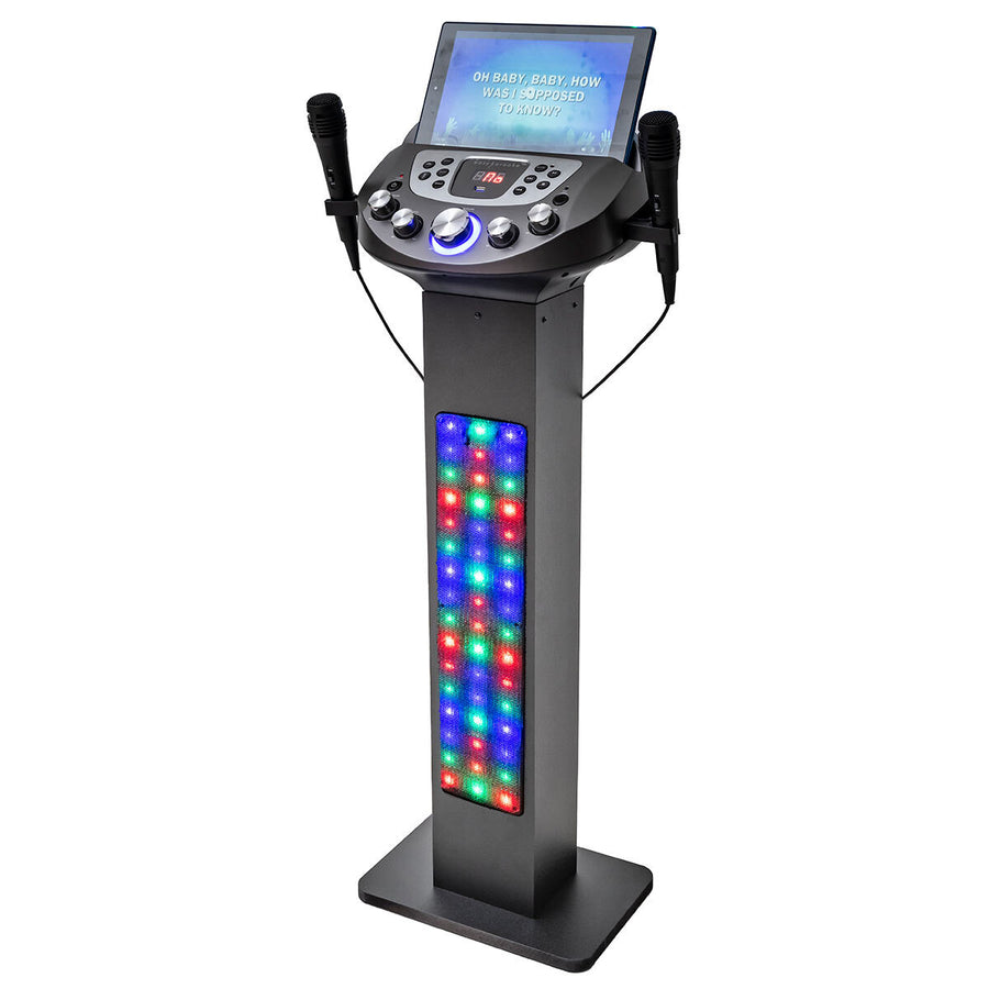 Smart Bluetooth Pedestal Karaoke System, with LED Lights, Disco Ball and Speakers, EKS828BT