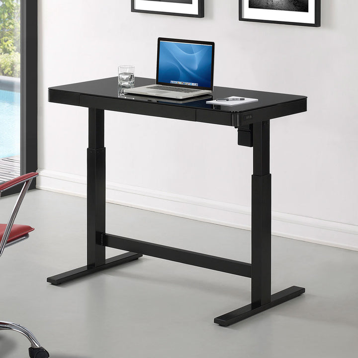 Power Adjustable Height Tech Desk, Black