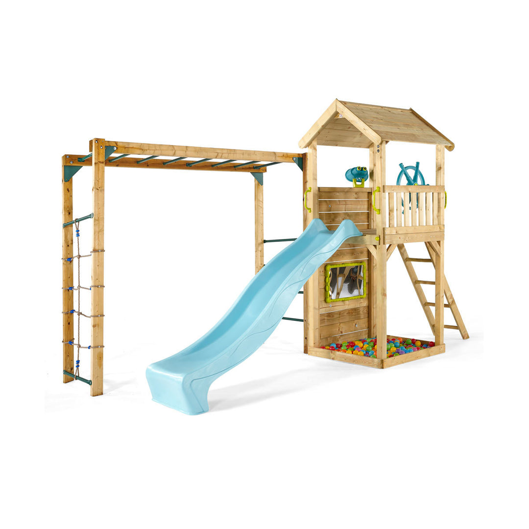 Lookout Tower Wooden Climbing Frame with Swings and Monkey Bars (3+ Years)