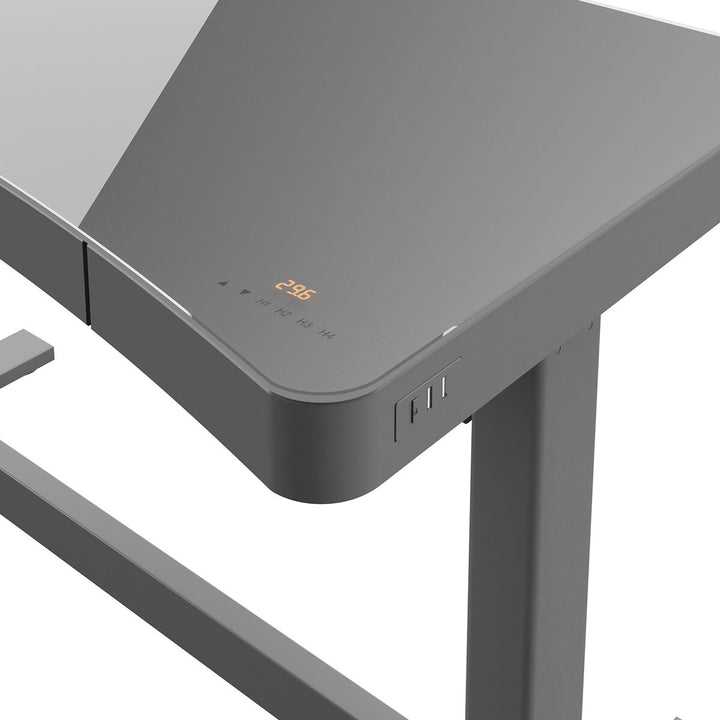 Prescott Power Adjustable Height Tech Desk with Wireless Charging, Grey