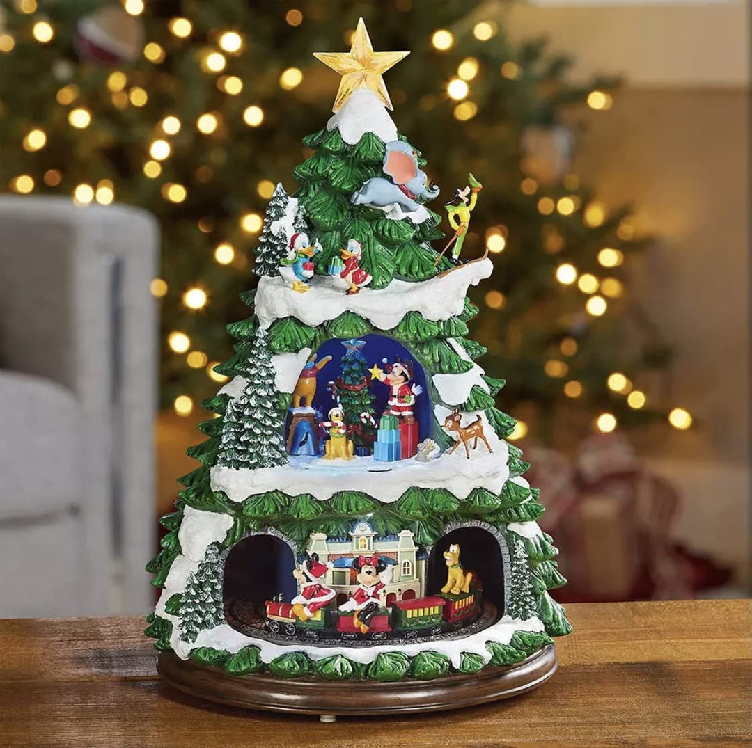 Disney 17.5 Inches (44.5cm) Animated Christmas Tree Table Top Ornament with LED Lights & Sounds