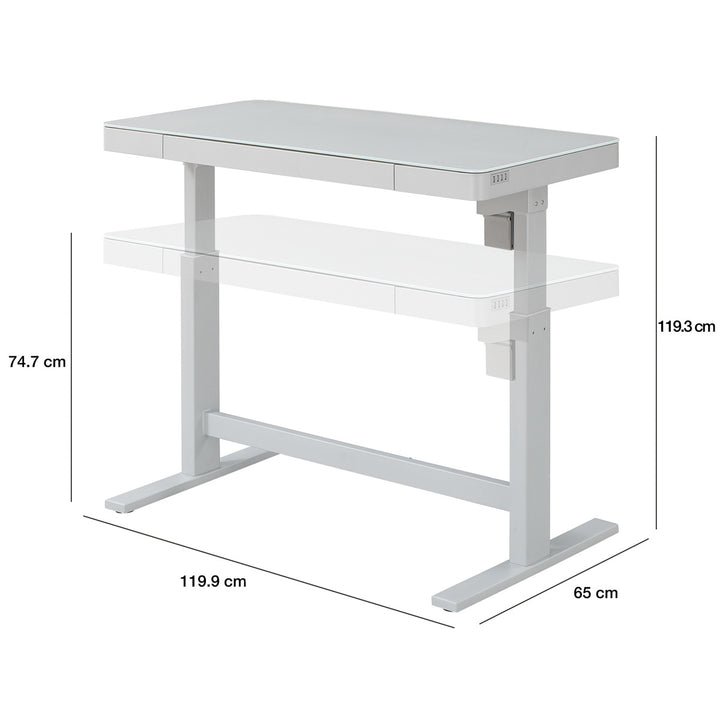 Power Adjustable Height Tech Desk, White