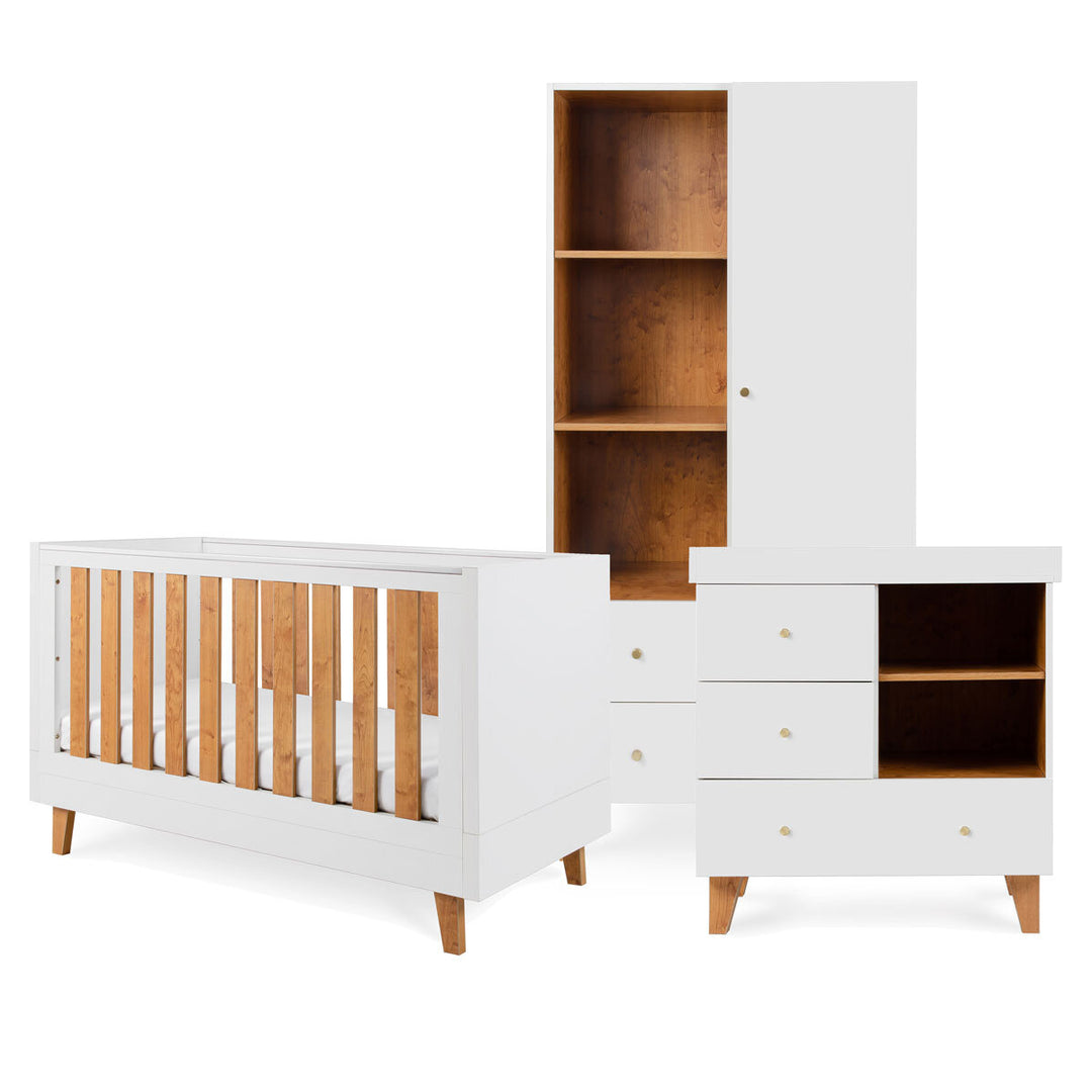 Como 4 Piece Nursery Furniture Set, White and Rosewood Finish