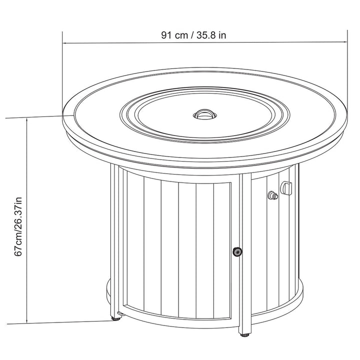 Madison 36" (91Cm) Fire Table + Cover