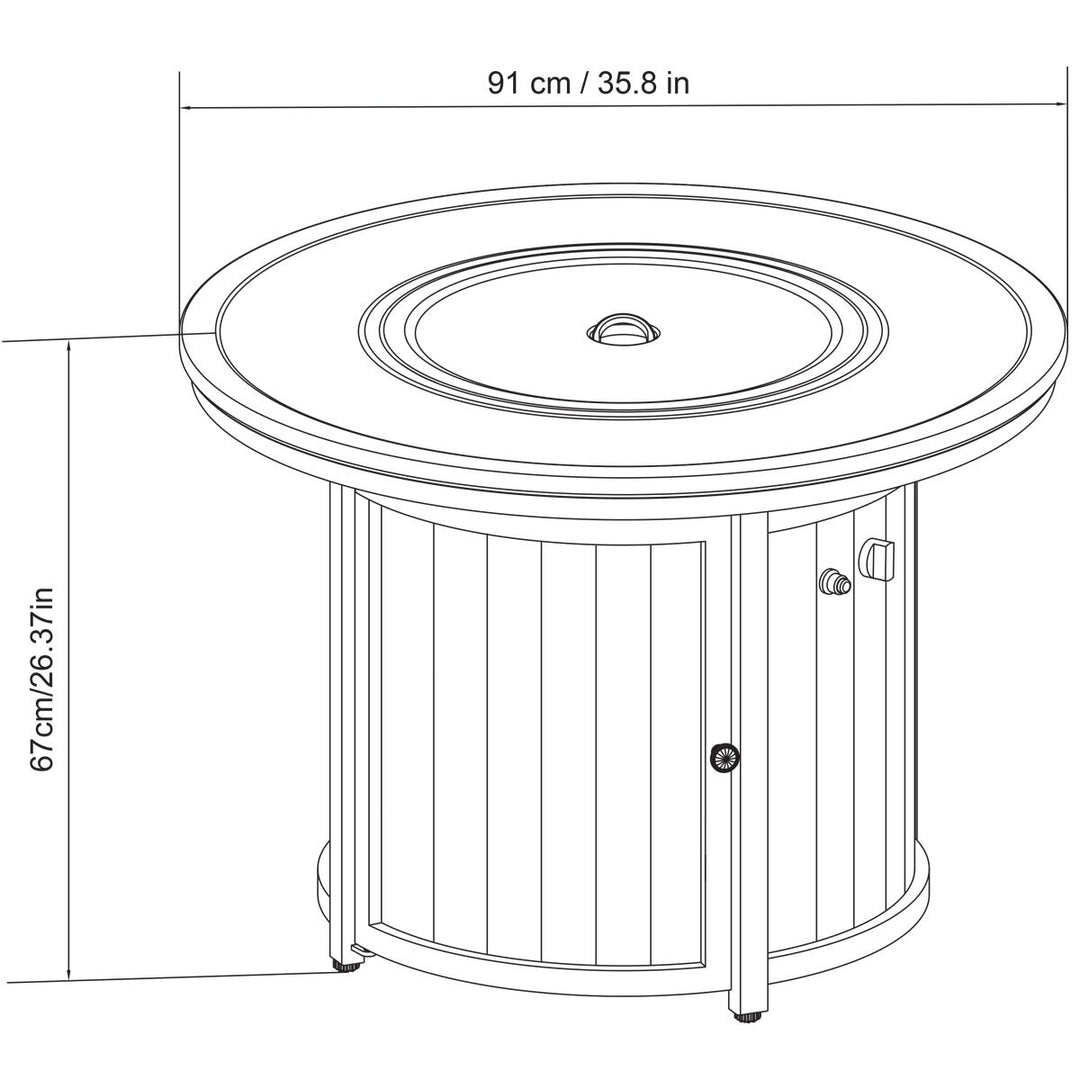 Woodcrest 36" (91Cm) Fire Table + Cover