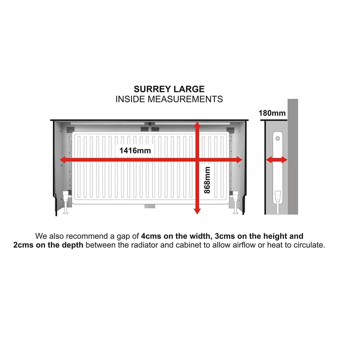 Surrey Large Radiator Cover, 150Cm Wide in White