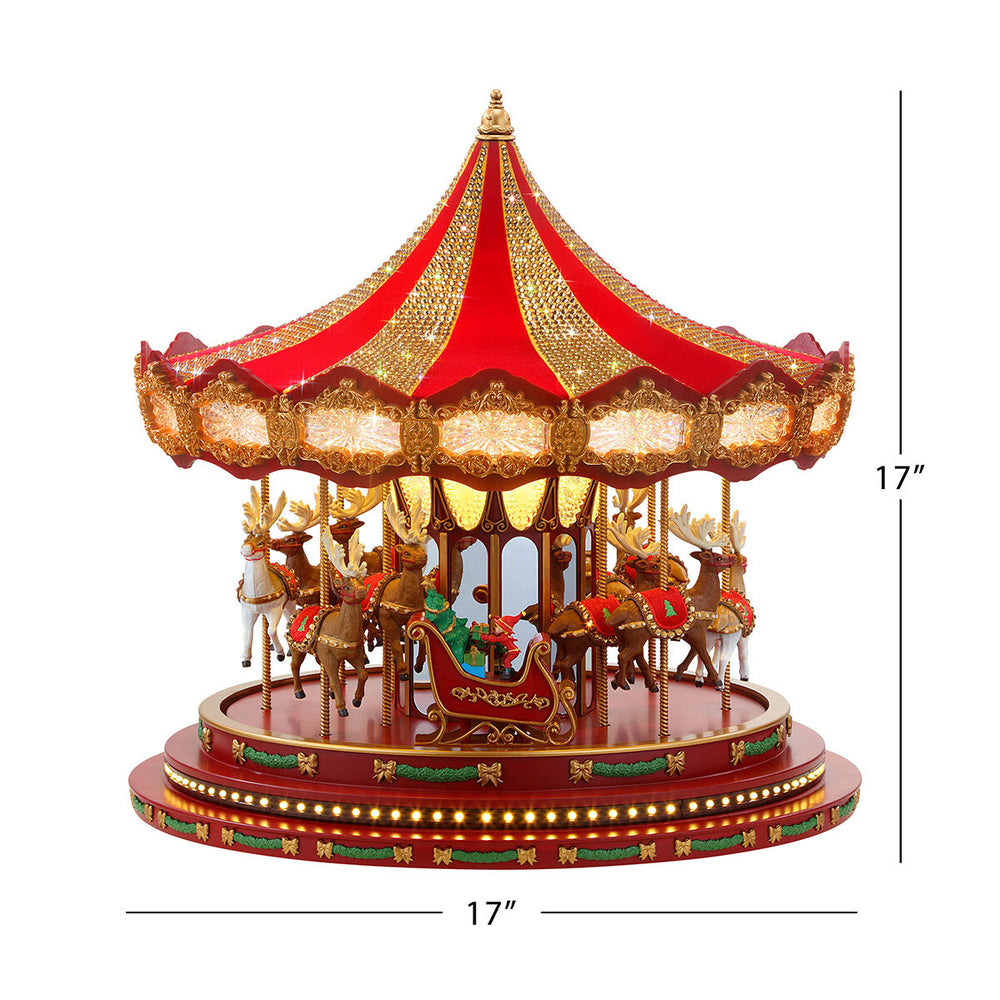 17 Inch (43.1Cm) Marquee Deluxe Christmas Carousel with 240 LED Lights and Sounds