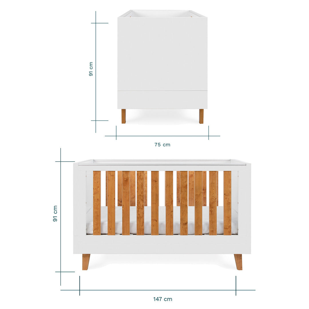 Como 4 Piece Nursery Furniture Set, White and Rosewood Finish