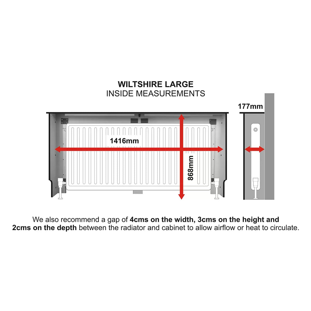 Wiltshire Large Radiator Cover, 150Cm Wide in White