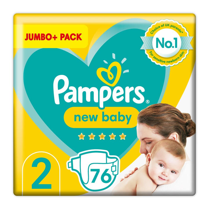 New Baby Nappies Size 2, Jumbo+ 76 Pack