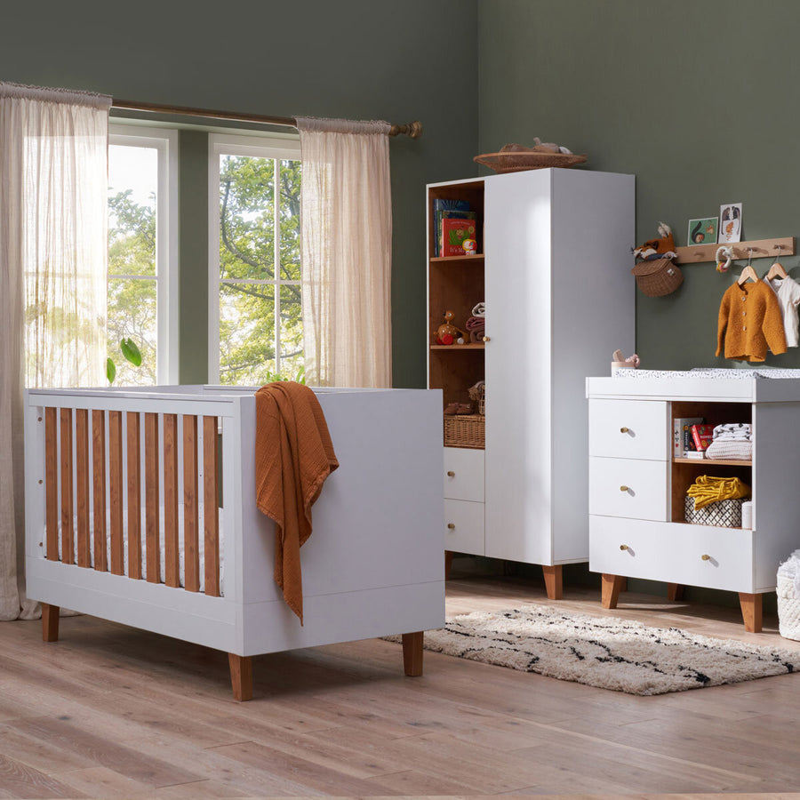 Como 4 Piece Nursery Furniture Set, White and Rosewood Finish