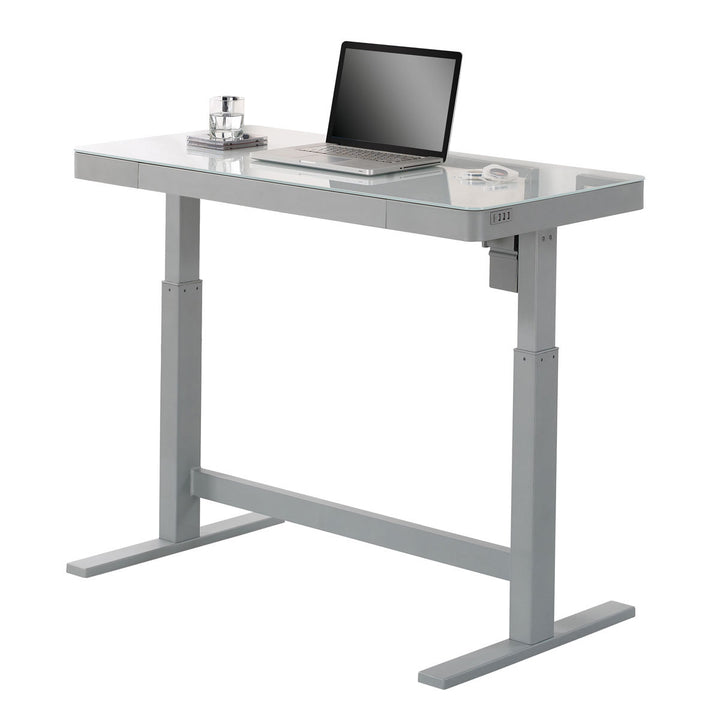 Power Adjustable Height Tech Desk, White