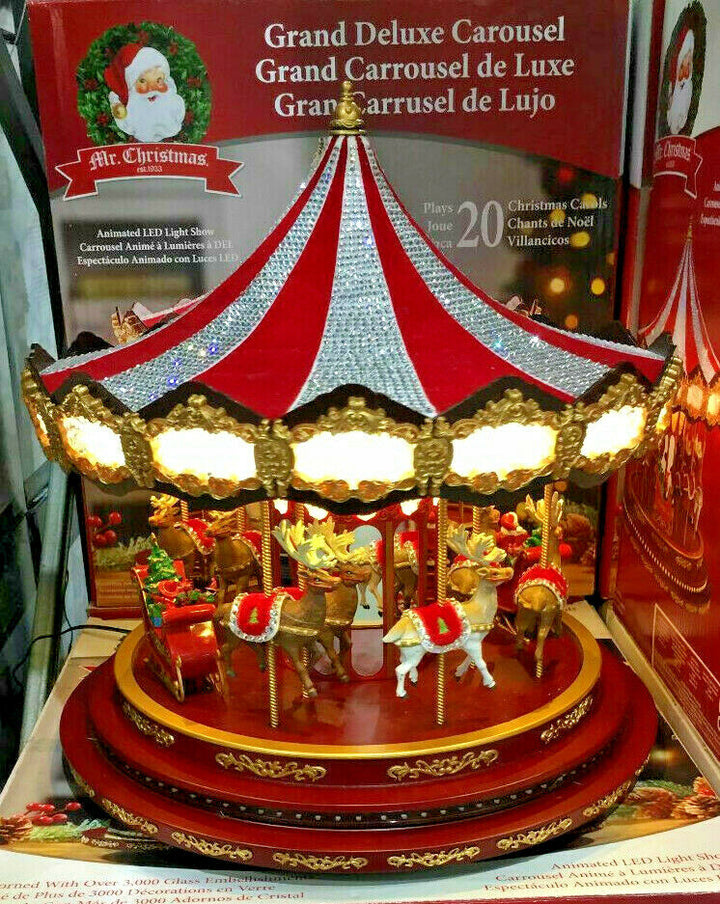 Mr christmas carousel deluxe lights song illuminate 17' Xmas Decorations Plays 20 songs