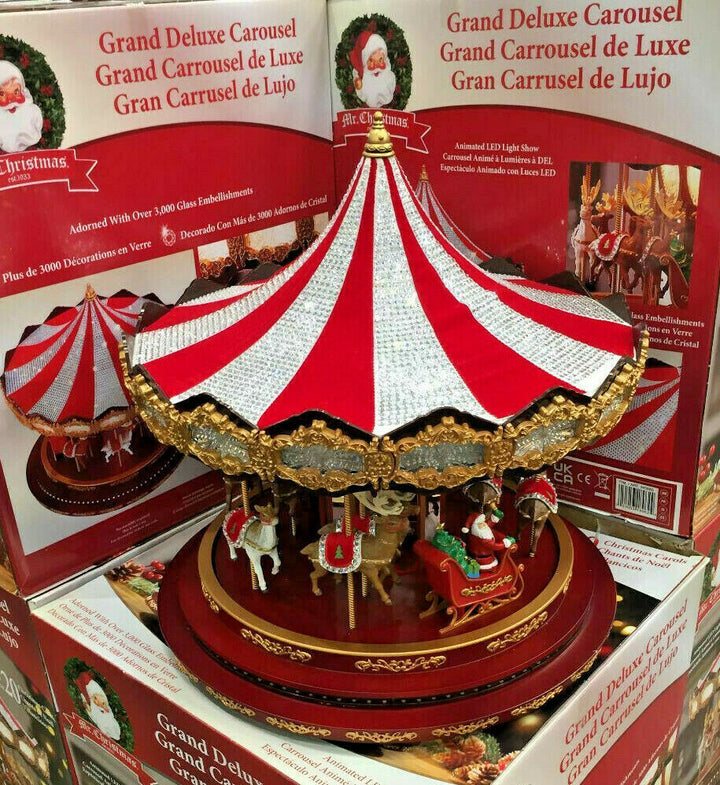 Mr christmas carousel deluxe lights song illuminate 17' Xmas Decorations Plays 20 songs